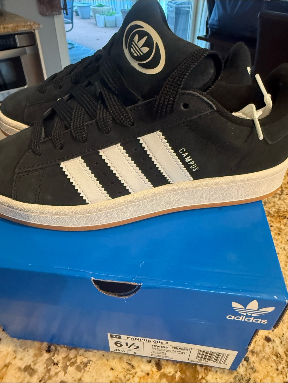 NWT adidas Campus Black/White Casual Sneakers youth size 6 1/2-woman’s 7 1/2